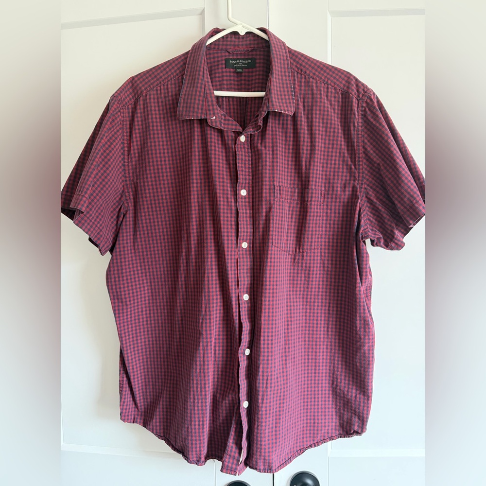 Banana Republic Burgundy Checkered Shirt